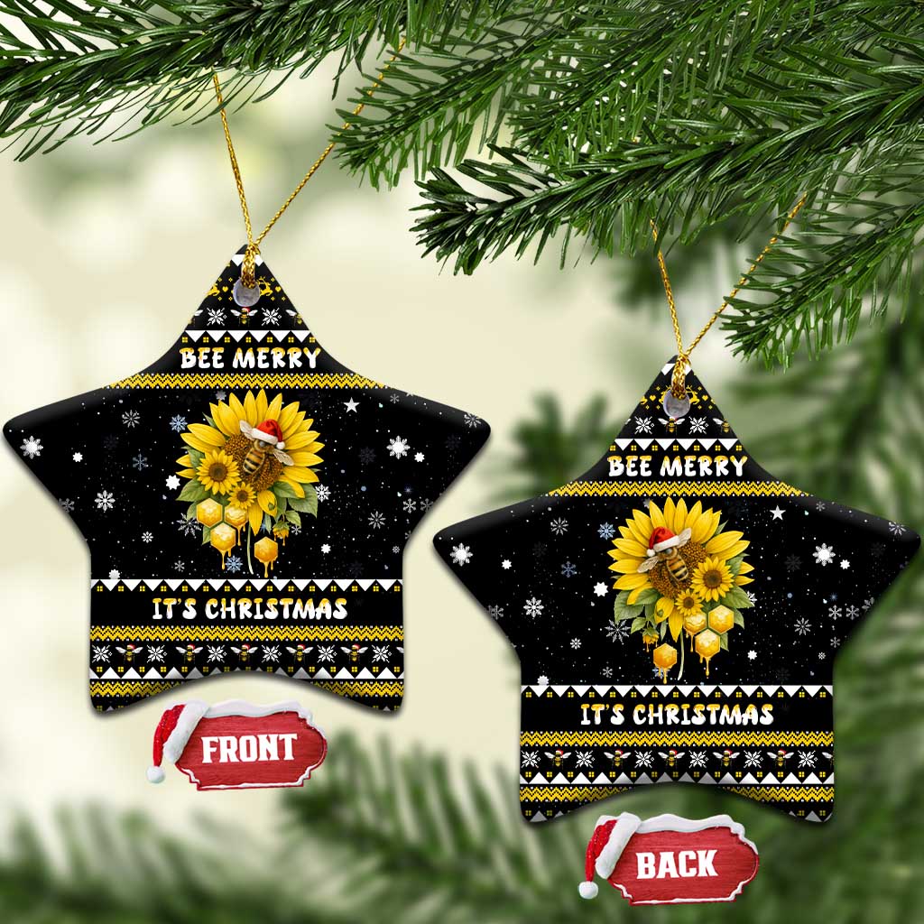 Bee Merry Its Time Christmas Ceramic Ornament Xmas Holiday Patterns - Wonder Print Shop