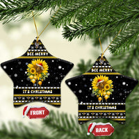 Bee Merry Its Time Christmas Ceramic Ornament Xmas Holiday Patterns - Wonder Print Shop
