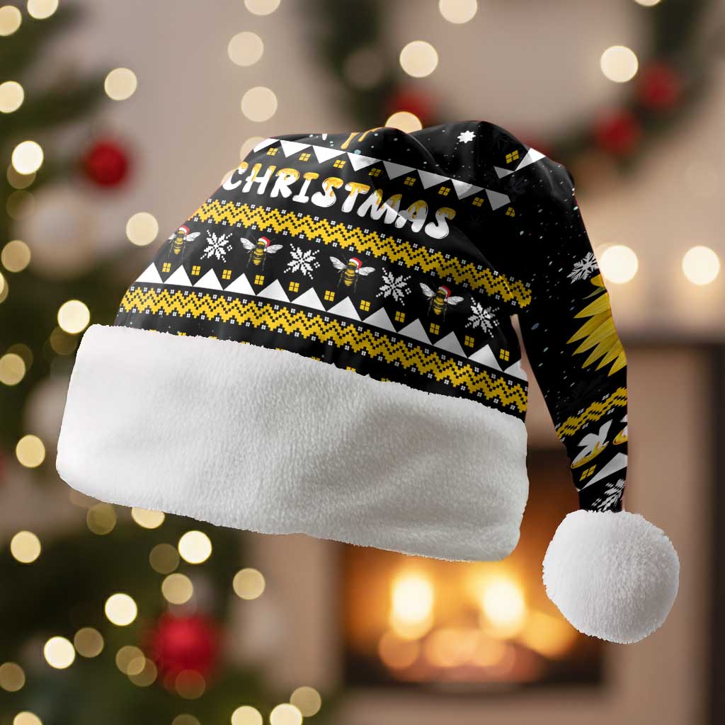 Bee Merry Its Time Christmas Santa Hat Xmas Holiday Patterns - Wonder Print Shop