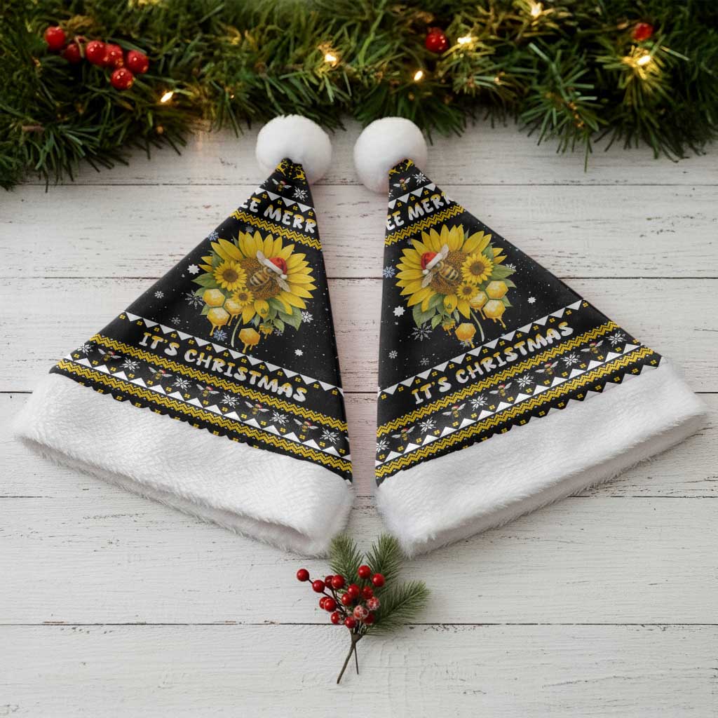 Bee Merry Its Time Christmas Santa Hat Xmas Holiday Patterns - Wonder Print Shop