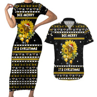 Bee Merry Its Time Christmas Couples Matching Short Sleeve Bodycon Dress and Hawaiian Shirt Xmas Holiday Patterns - Wonder Print Shop