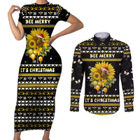 Bee Merry Its Time Christmas Couples Matching Short Sleeve Bodycon Dress and Long Sleeve Button Shirt Xmas Holiday Patterns - Wonder Print Shop