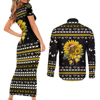 Bee Merry Its Time Christmas Couples Matching Short Sleeve Bodycon Dress and Long Sleeve Button Shirt Xmas Holiday Patterns - Wonder Print Shop