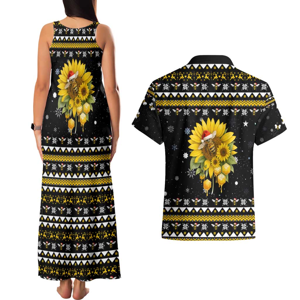 Bee Merry Its Time Christmas Couples Matching Tank Maxi Dress and Hawaiian Shirt Xmas Holiday Patterns - Wonder Print Shop