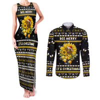 Bee Merry Its Time Christmas Couples Matching Tank Maxi Dress and Long Sleeve Button Shirt Xmas Holiday Patterns - Wonder Print Shop