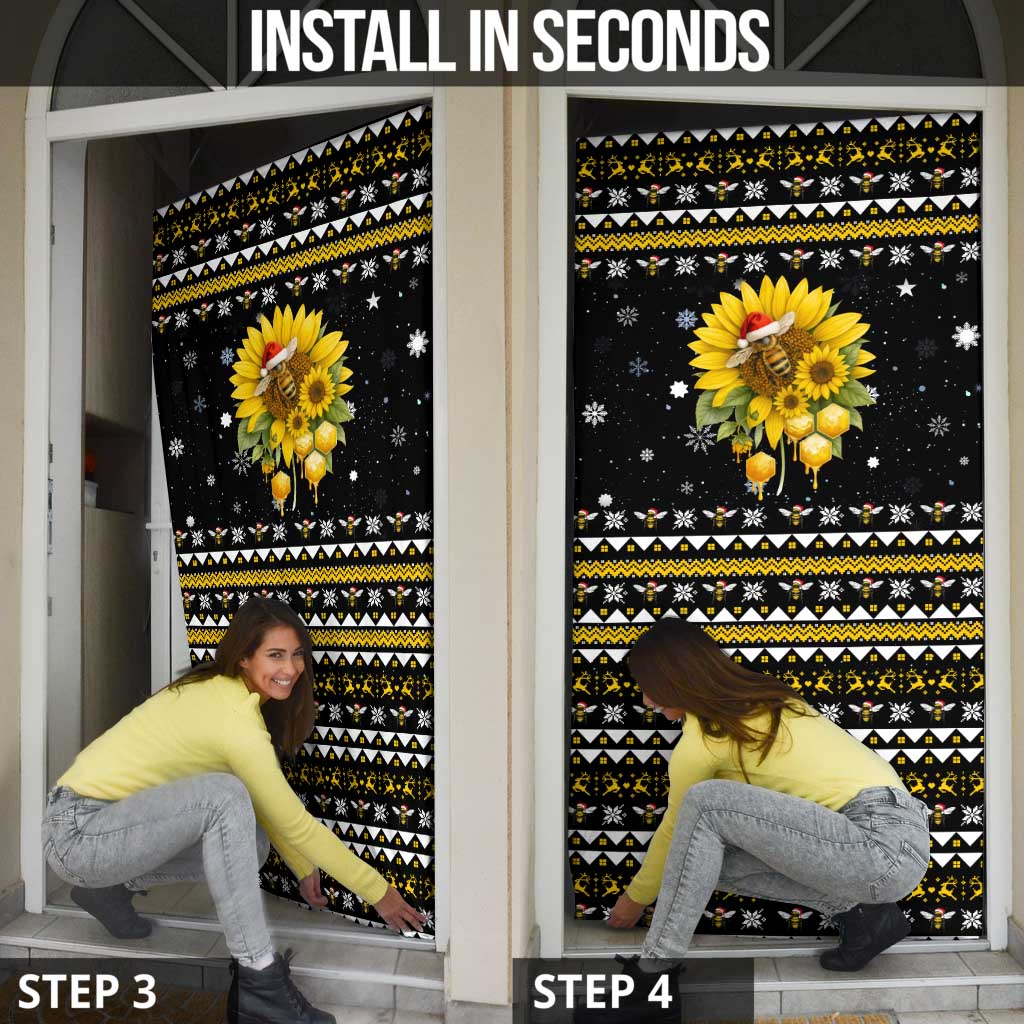 Bee Merry Its Time Christmas Door Cover Xmas Holiday Patterns - Wonder Print Shop