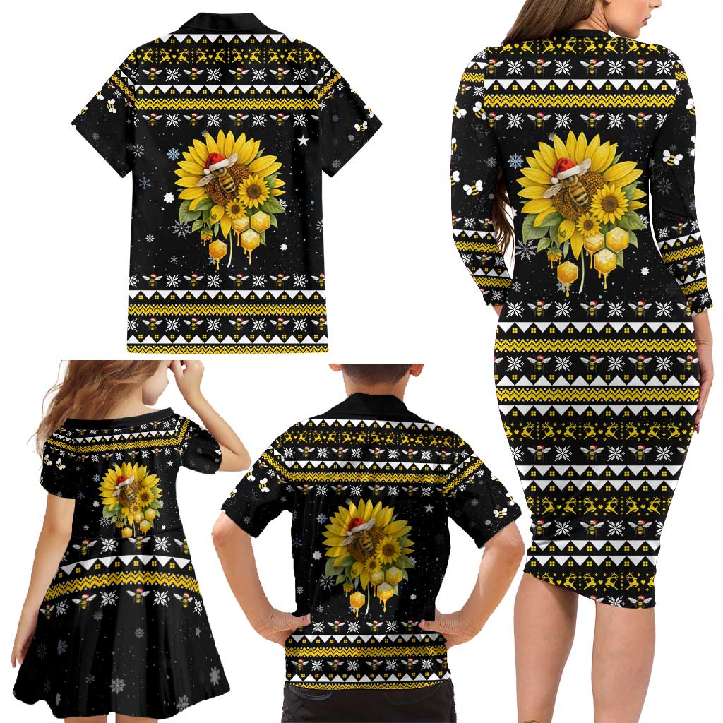 Bee Merry Its Time Christmas Family Matching Long Sleeve Bodycon Dress and Hawaiian Shirt Xmas Holiday Patterns - Wonder Print Shop