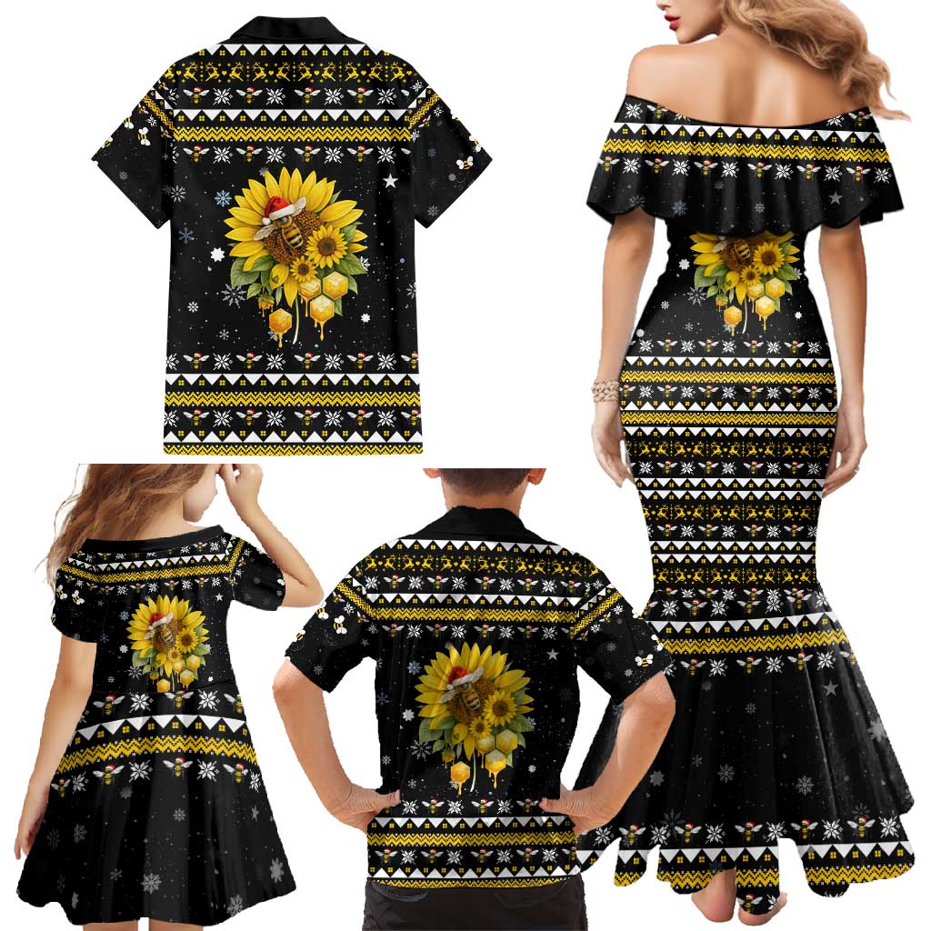 Bee Merry Its Time Christmas Family Matching Mermaid Dress and Hawaiian Shirt Xmas Holiday Patterns - Wonder Print Shop