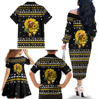 Bee Merry Its Time Christmas Family Matching Off The Shoulder Long Sleeve Dress and Hawaiian Shirt Xmas Holiday Patterns - Wonder Print Shop