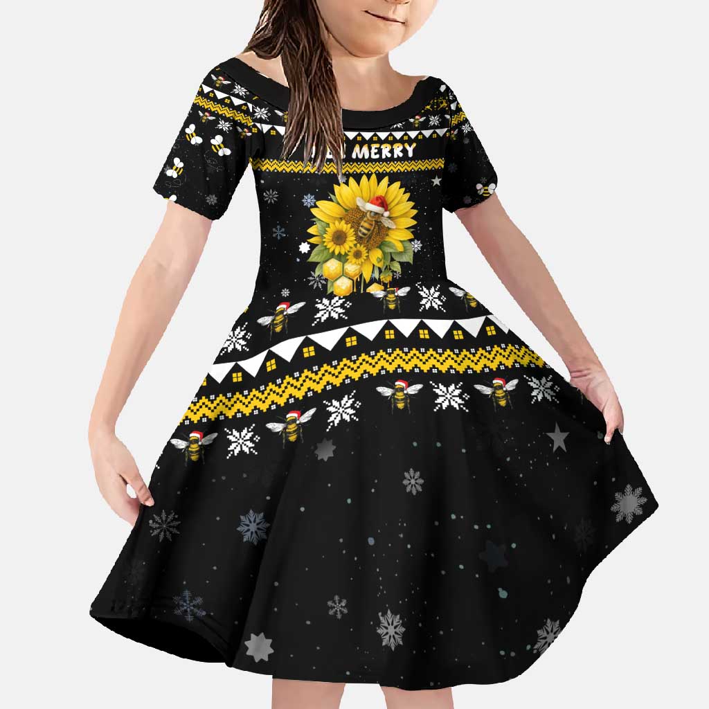 Bee Merry Its Time Christmas Family Matching Off Shoulder Maxi Dress and Hawaiian Shirt Xmas Holiday Patterns - Wonder Print Shop