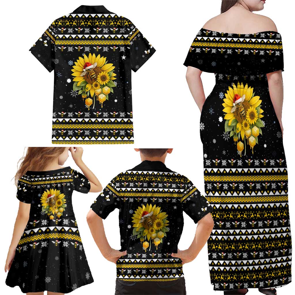 Bee Merry Its Time Christmas Family Matching Off Shoulder Maxi Dress and Hawaiian Shirt Xmas Holiday Patterns - Wonder Print Shop