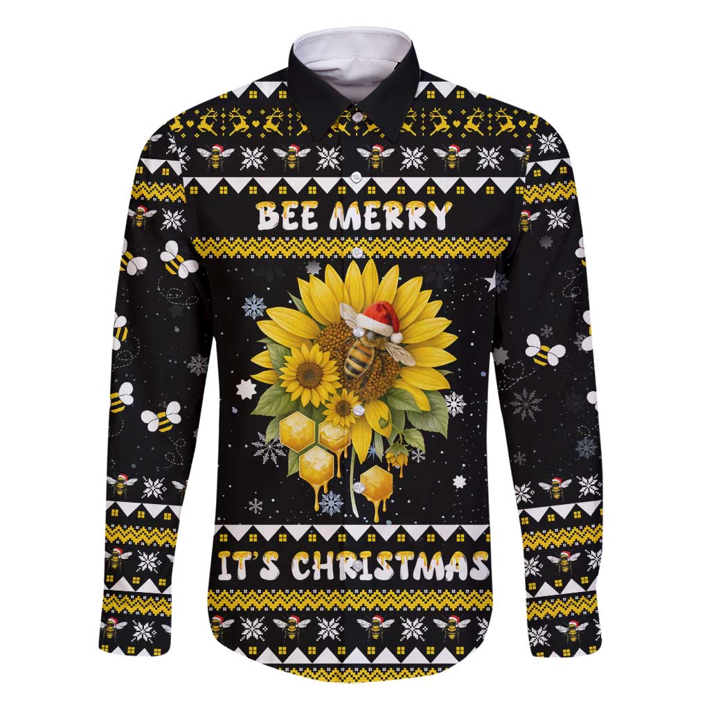 Bee Merry Its Time Christmas Family Matching Off Shoulder Maxi Dress and Hawaiian Shirt Xmas Holiday Patterns - Wonder Print Shop