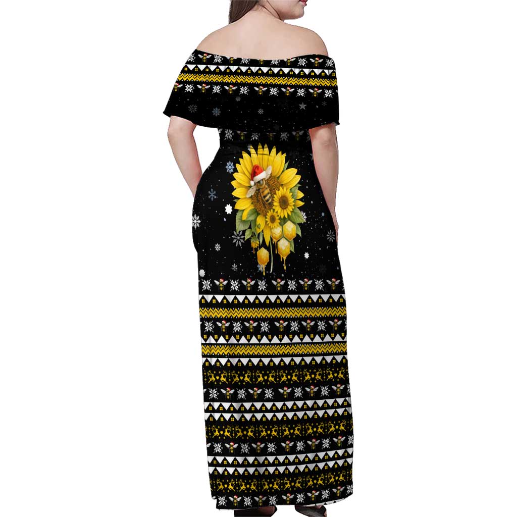 Bee Merry Its Time Christmas Family Matching Off Shoulder Maxi Dress and Hawaiian Shirt Xmas Holiday Patterns - Wonder Print Shop