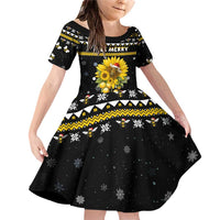 Bee Merry Its Time Christmas Family Matching Off Shoulder Short Dress and Hawaiian Shirt Xmas Holiday Patterns - Wonder Print Shop
