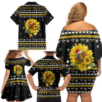 Bee Merry Its Time Christmas Family Matching Off Shoulder Short Dress and Hawaiian Shirt Xmas Holiday Patterns - Wonder Print Shop
