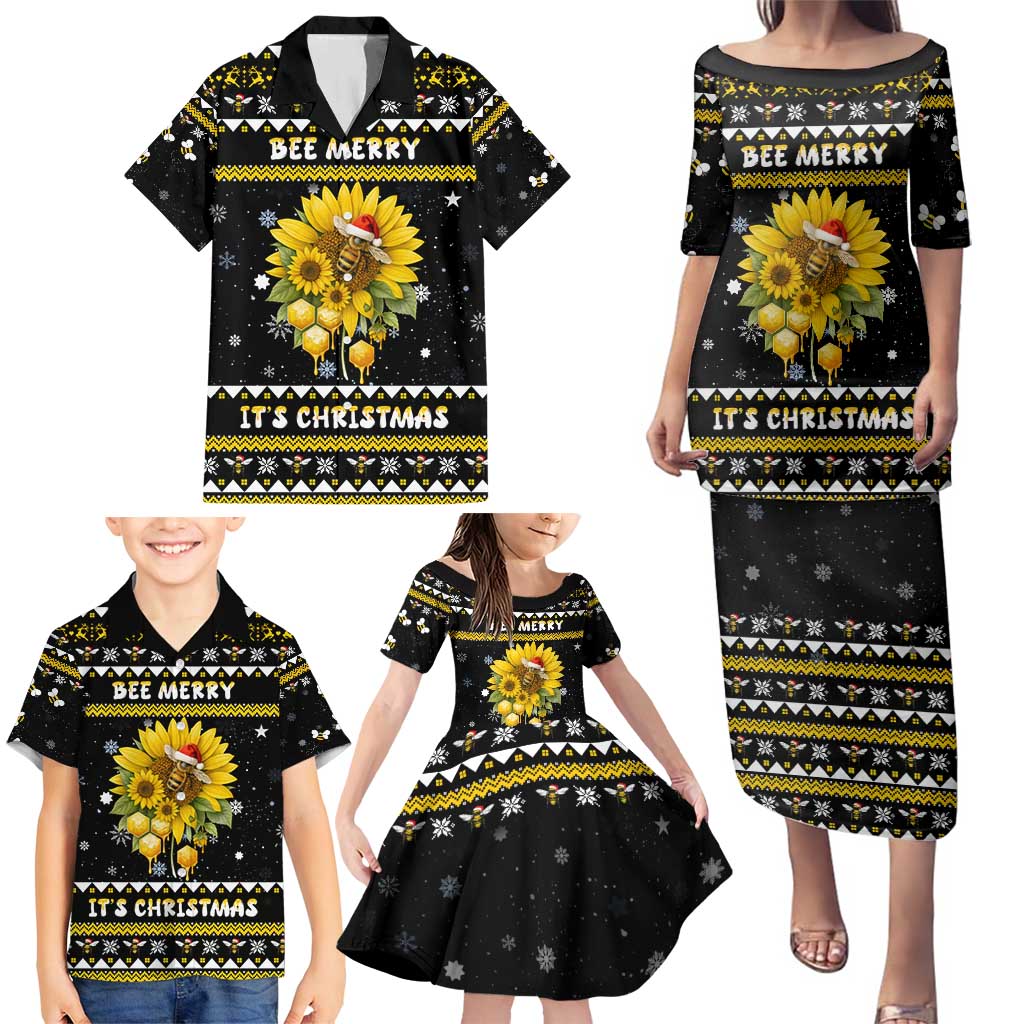 Bee Merry Its Time Christmas Family Matching Puletasi and Hawaiian Shirt Xmas Holiday Patterns - Wonder Print Shop