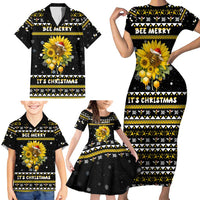 Bee Merry Its Time Christmas Family Matching Short Sleeve Bodycon Dress and Hawaiian Shirt Xmas Holiday Patterns - Wonder Print Shop