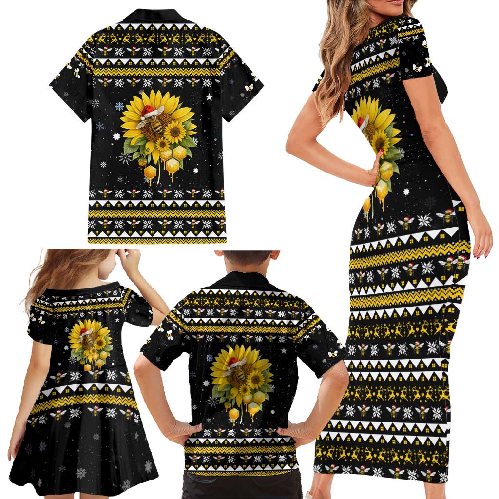 Bee Merry Its Time Christmas Family Matching Short Sleeve Bodycon Dress and Hawaiian Shirt Xmas Holiday Patterns - Wonder Print Shop