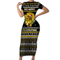 Bee Merry Its Time Christmas Family Matching Short Sleeve Bodycon Dress and Hawaiian Shirt Xmas Holiday Patterns - Wonder Print Shop