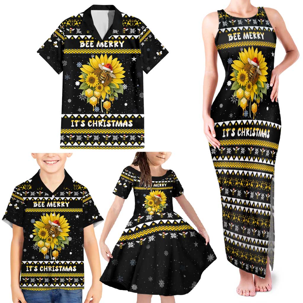 Bee Merry Its Time Christmas Family Matching Tank Maxi Dress and Hawaiian Shirt Xmas Holiday Patterns - Wonder Print Shop