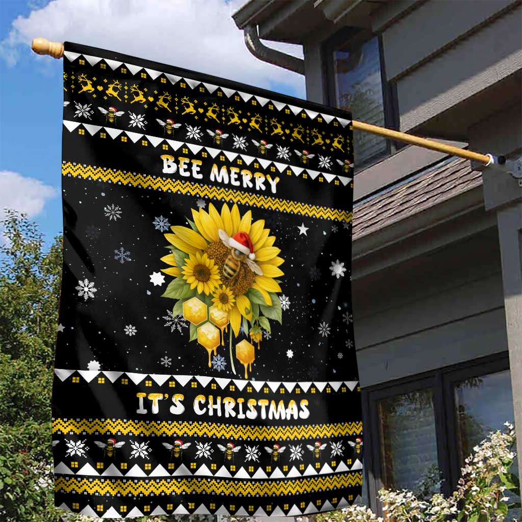 Bee Merry Its Time Christmas Garden Flag Xmas Holiday Patterns - Wonder Print Shop