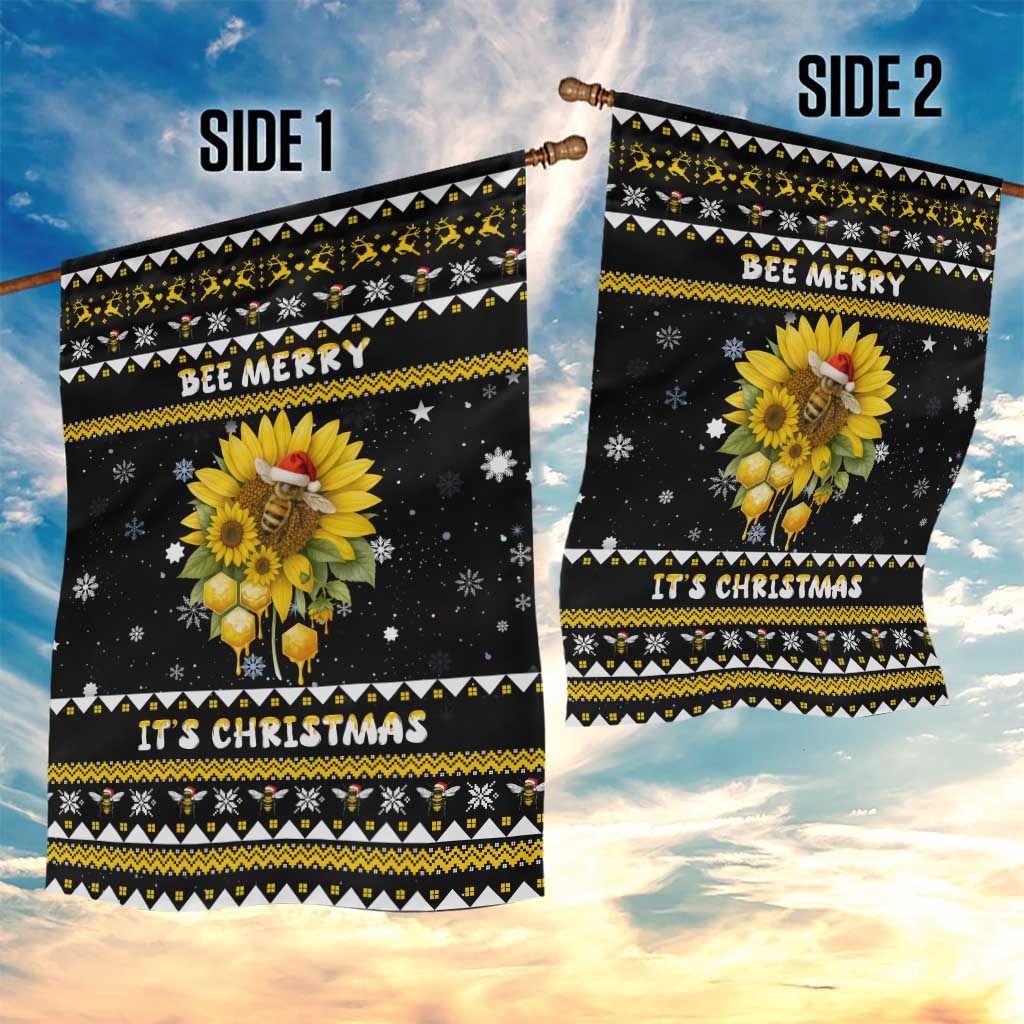 Bee Merry Its Time Christmas Garden Flag Xmas Holiday Patterns - Wonder Print Shop