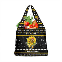 Bee Merry Its Time Christmas Grocery Bag Xmas Holiday Patterns - Wonder Print Shop