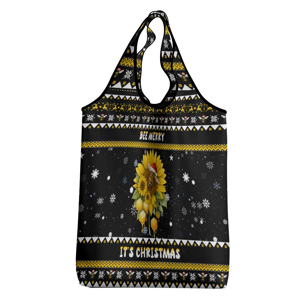 Bee Merry Its Time Christmas Grocery Bag Xmas Holiday Patterns - Wonder Print Shop