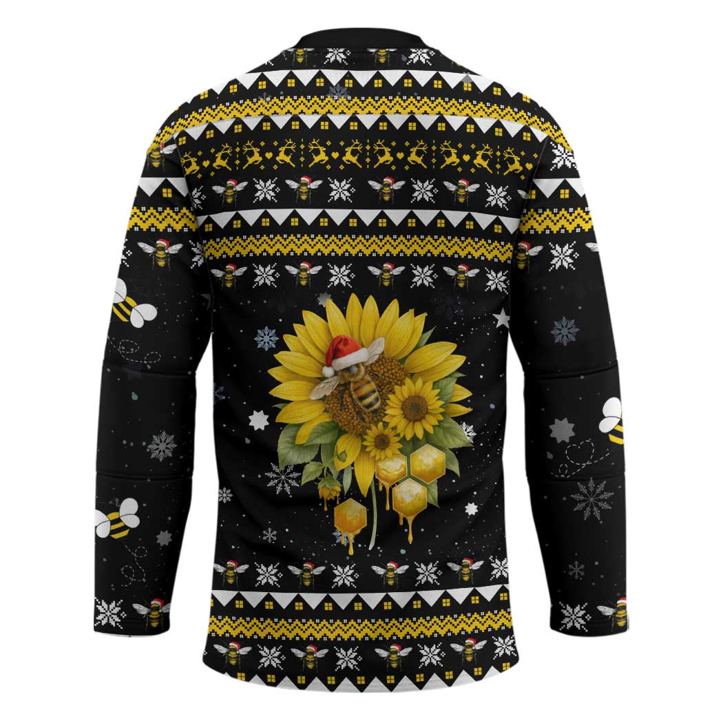 Bee Merry Its Time Christmas Hockey Jersey Xmas Holiday Patterns - Wonder Print Shop