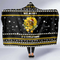 Bee Merry Its Time Christmas Hooded Blanket Xmas Holiday Patterns - Wonder Print Shop