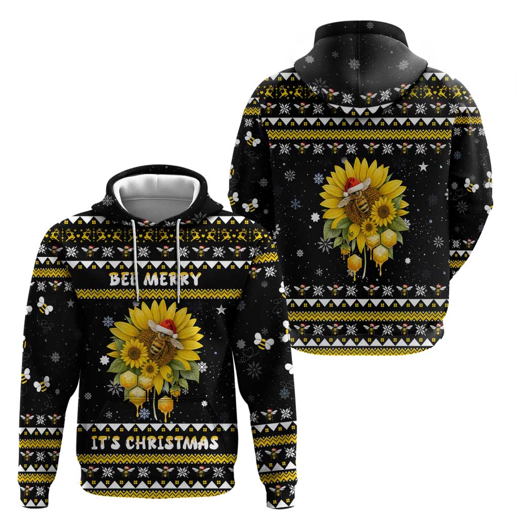 Bee Merry Its Time Christmas Hoodie Xmas Holiday Patterns - Wonder Print Shop