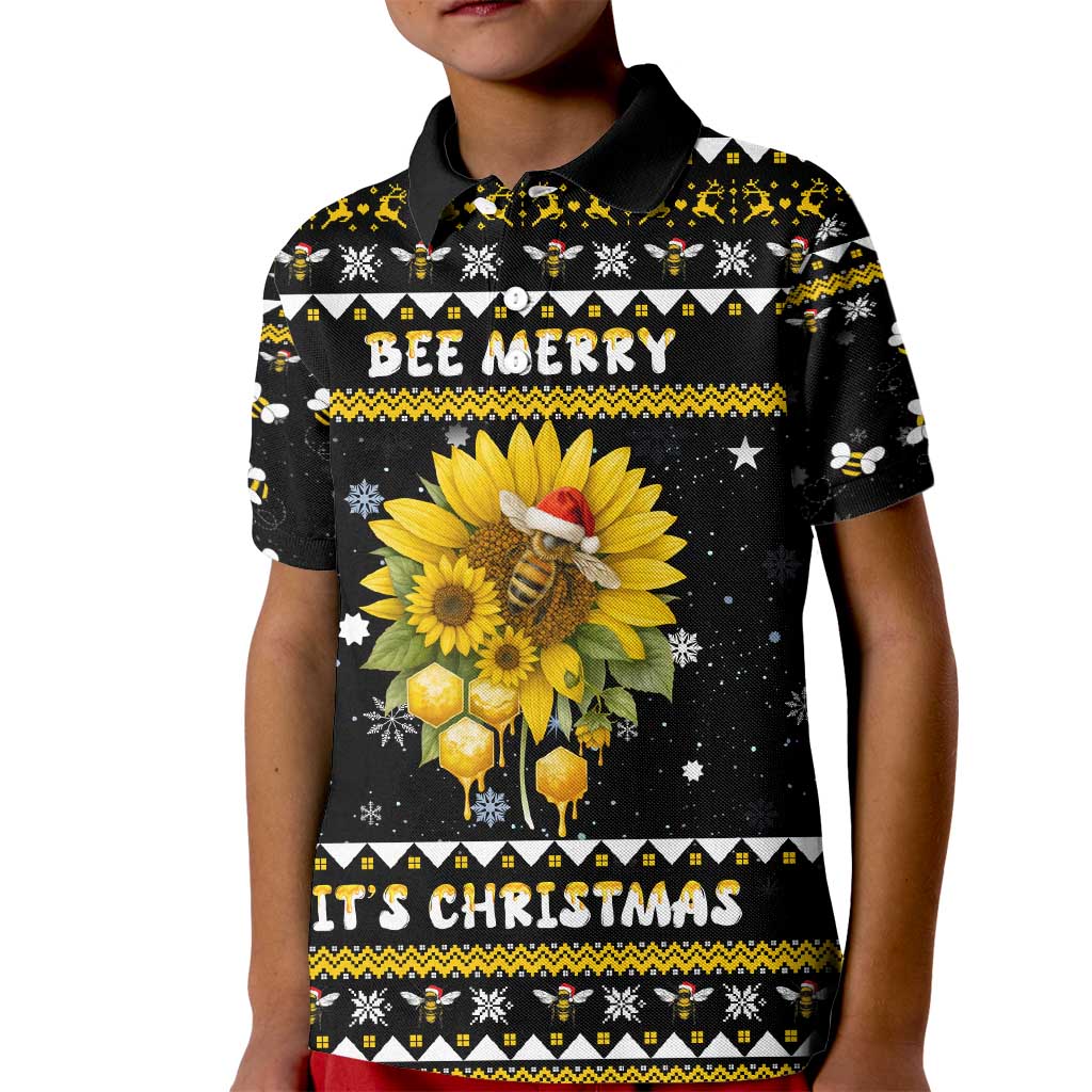 Bee Merry Its Time Christmas Kid Polo Shirt Xmas Holiday Patterns - Wonder Print Shop
