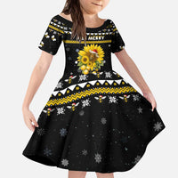 Bee Merry Its Time Christmas Kid Short Sleeve Dress Xmas Holiday Patterns - Wonder Print Shop