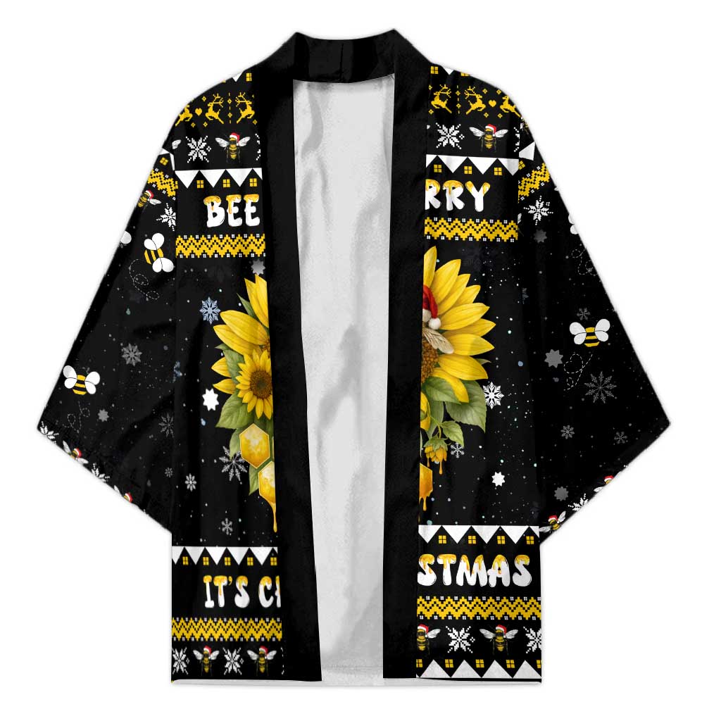 Bee Merry Its Time Christmas Kimono Xmas Holiday Patterns - Wonder Print Shop