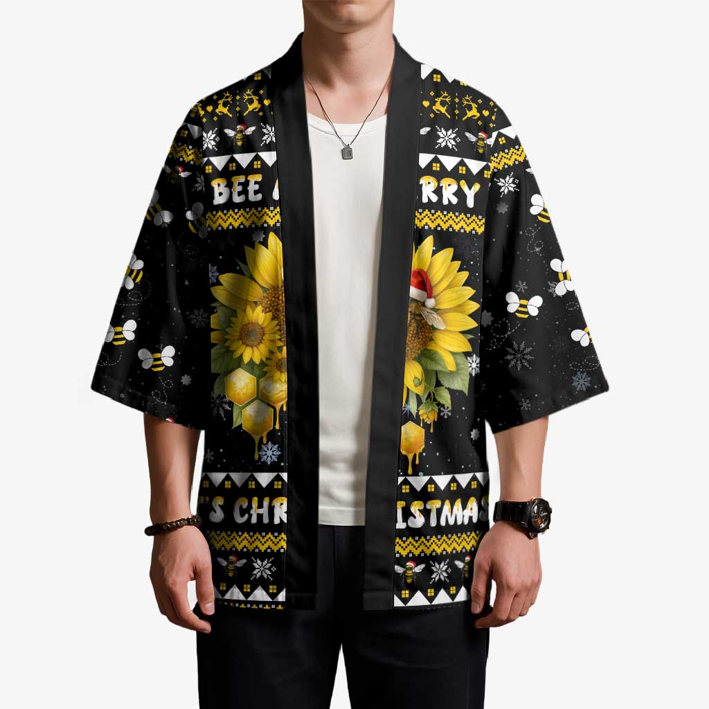 Bee Merry Its Time Christmas Kimono Xmas Holiday Patterns - Wonder Print Shop