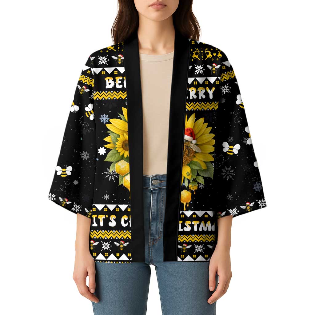 Bee Merry Its Time Christmas Kimono Xmas Holiday Patterns - Wonder Print Shop