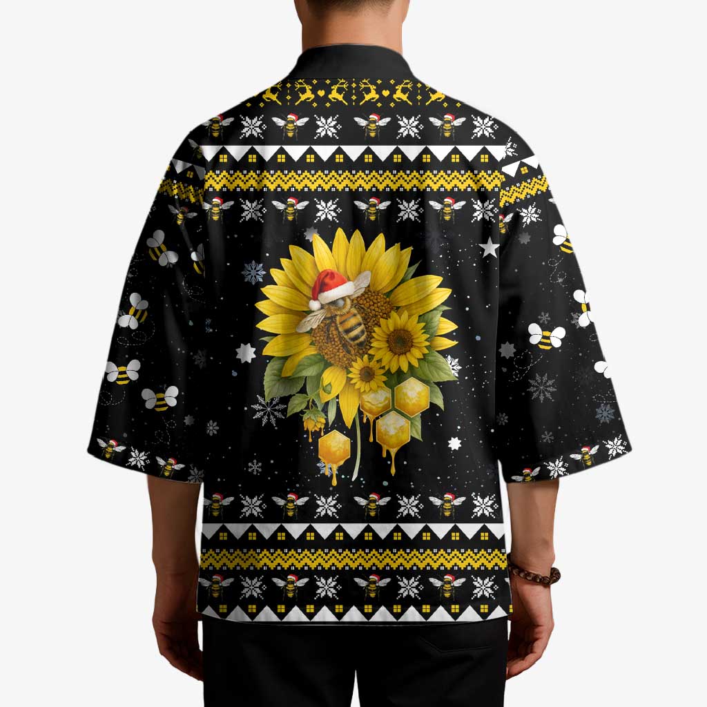 Bee Merry Its Time Christmas Kimono Xmas Holiday Patterns - Wonder Print Shop