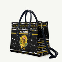 Bee Merry Its Time Christmas Leather Bag Xmas Holiday Patterns - Wonder Print Shop