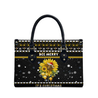 Bee Merry Its Time Christmas Leather Bag Xmas Holiday Patterns - Wonder Print Shop