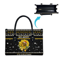 Bee Merry Its Time Christmas Leather Bag Xmas Holiday Patterns - Wonder Print Shop