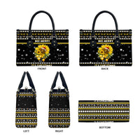 Bee Merry Its Time Christmas Leather Bag Xmas Holiday Patterns - Wonder Print Shop