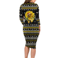 Bee Merry Its Time Christmas Long Sleeve Bodycon Dress Xmas Holiday Patterns - Wonder Print Shop