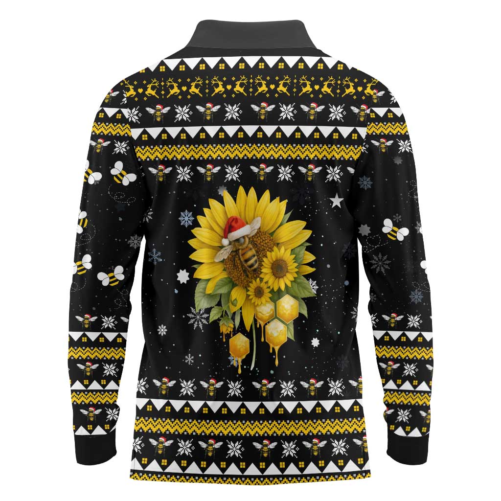 Bee Merry Its Time Christmas Long Sleeve Polo Shirt Xmas Holiday Patterns - Wonder Print Shop