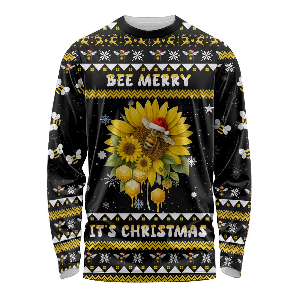 Bee Merry Its Time Christmas Long Sleeve Shirt Xmas Holiday Patterns - Wonder Print Shop