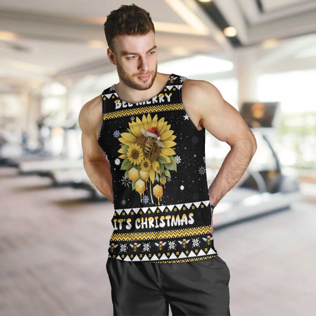 Bee Merry Its Time Christmas Men Tank Top Xmas Holiday Patterns - Wonder Print Shop