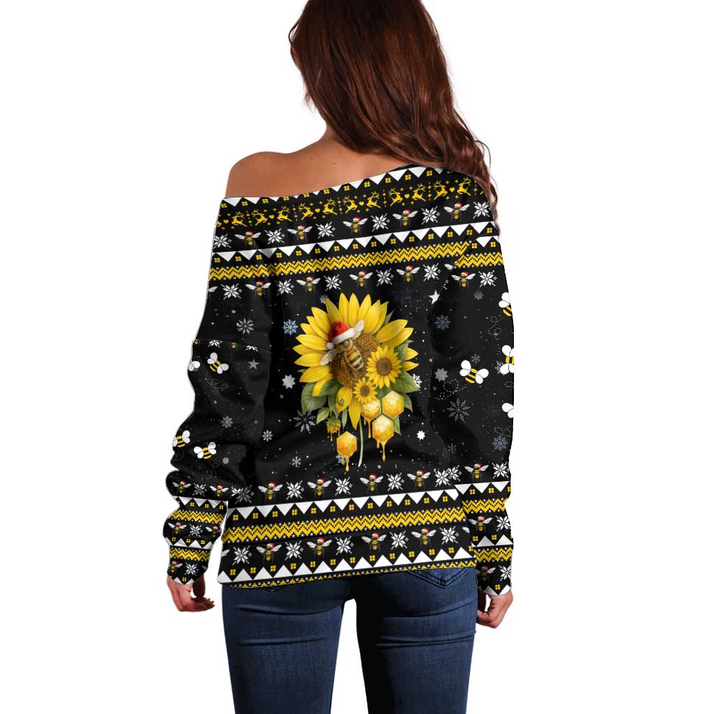 Bee Merry Its Time Christmas Off Shoulder Sweater Xmas Holiday Patterns - Wonder Print Shop