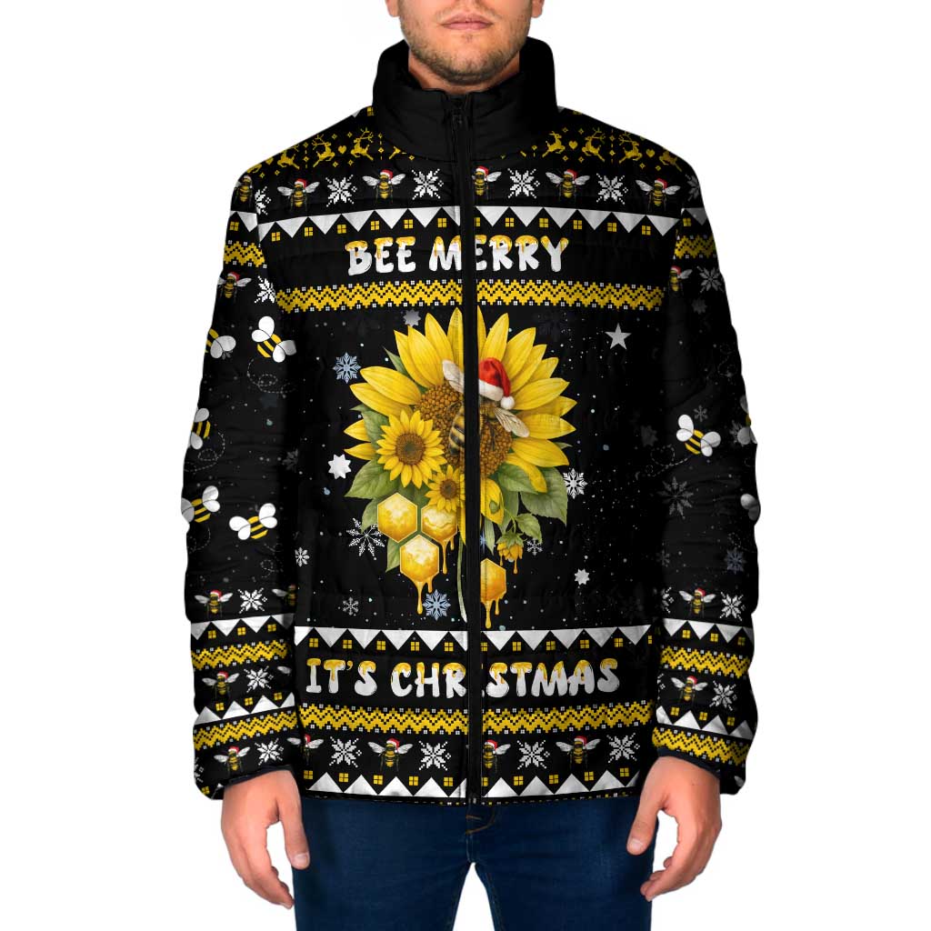 Bee Merry Its Time Christmas Padded Jacket Xmas Holiday Patterns - Wonder Print Shop