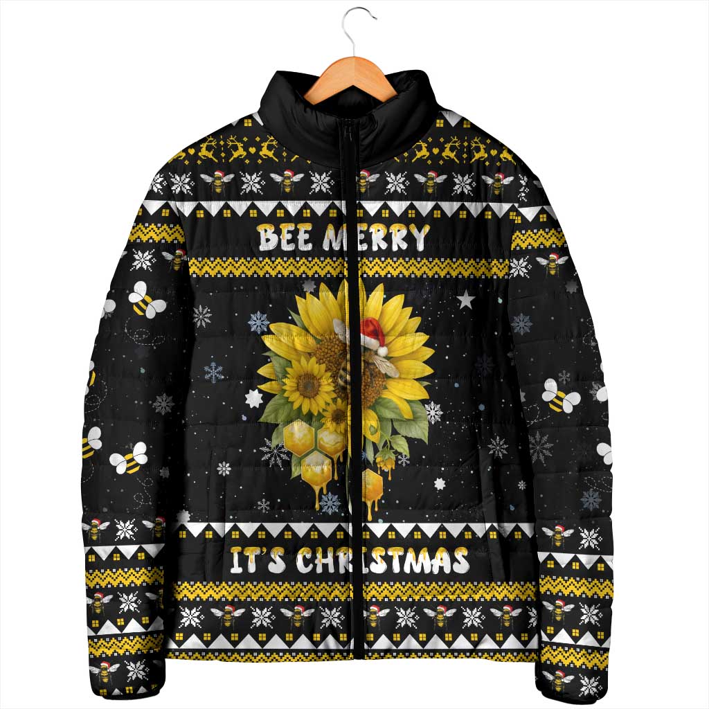 Bee Merry Its Time Christmas Padded Jacket Xmas Holiday Patterns - Wonder Print Shop