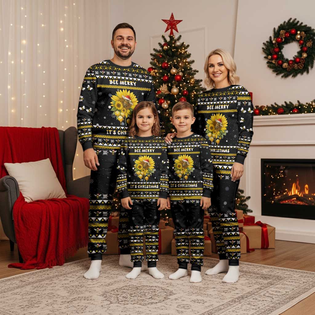 Bee Merry Its Time Christmas Pajama Set Xmas Holiday Patterns - Wonder Print Shop