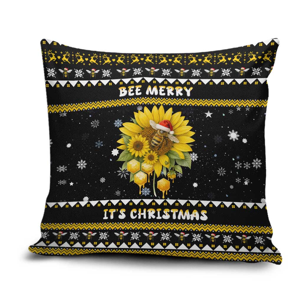 Bee Merry Its Time Christmas Pillow Cover Xmas Holiday Patterns - Wonder Print Shop